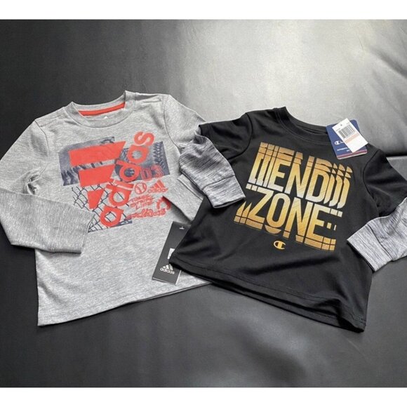 NWT Adidas / Champion Long Sleeve Tee Set Boys Size 2T - Picture 1 of 3